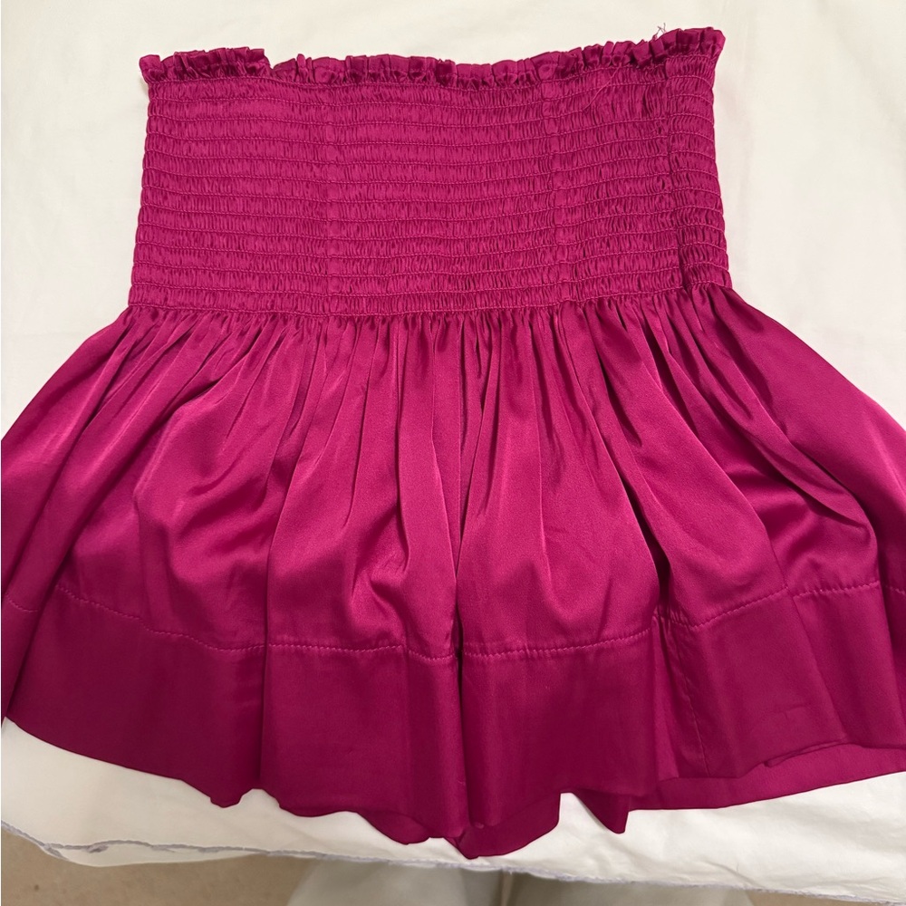 Natural life Magenta Smocked Waist Mini Skirt